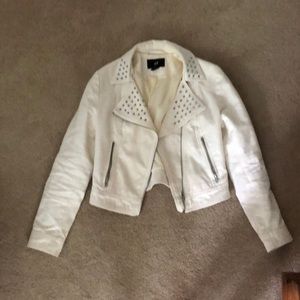 White denim studded jacket